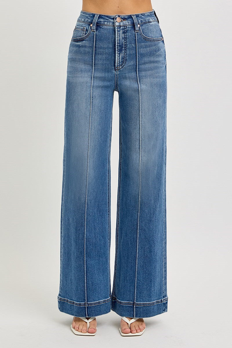 Outlaw TC High Rise Pintuck Ankle Wide Trouser Jeans