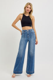 Outlaw TC High Rise Pintuck Ankle Wide Trouser Jeans