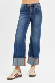 Good Time High Rise Crop Wide Straight Cuffed Jeans