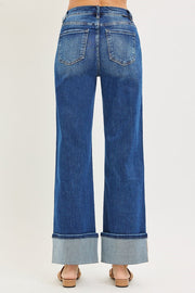 Sawyer High Rise Seamed & Cuffed Wide Leg Jeans