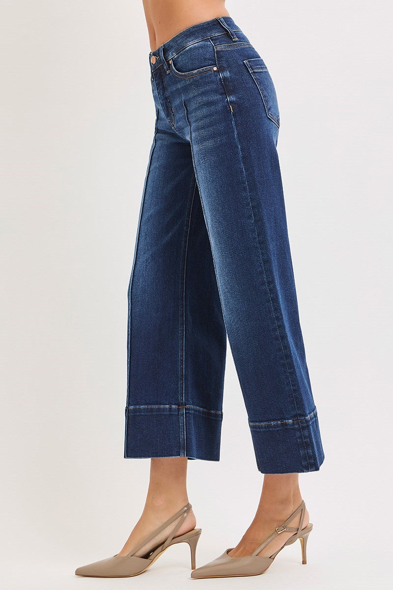 Mugshot TC Mid Rise Front Seam Wide Crop Jeans