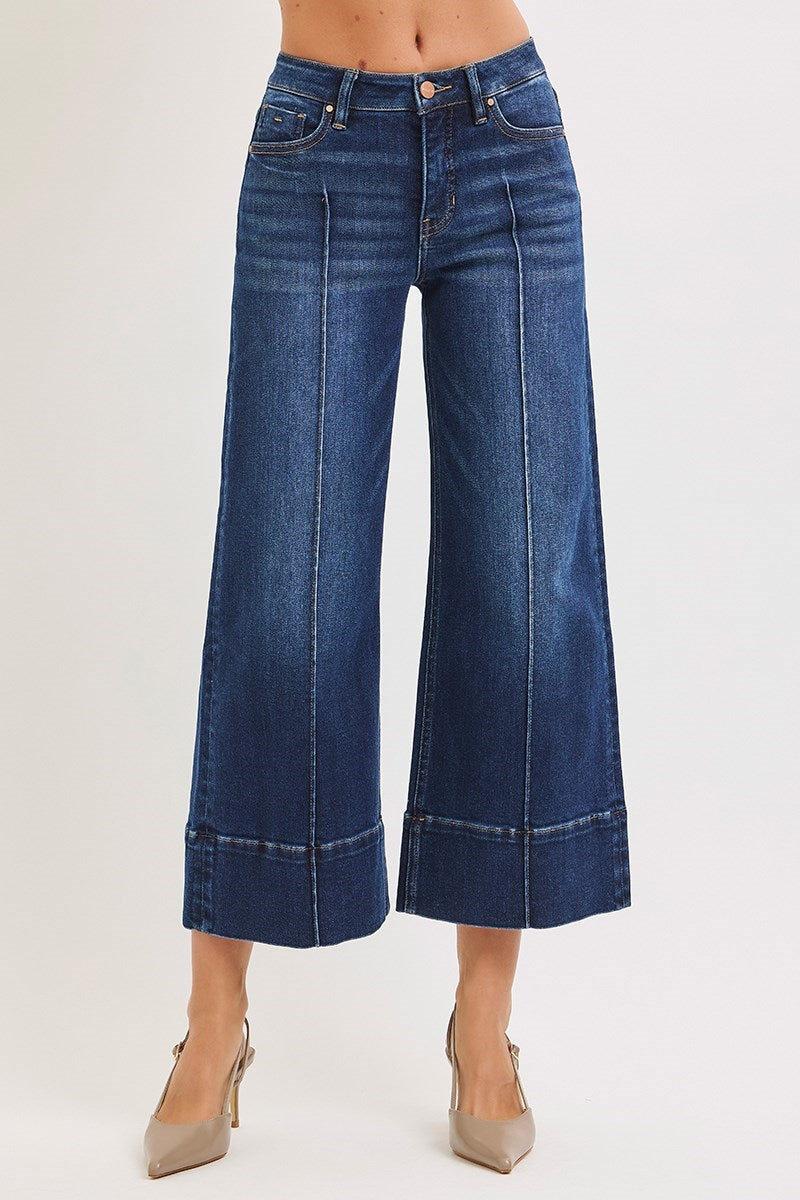 Mugshot TC Mid Rise Front Seam Wide Crop Jeans