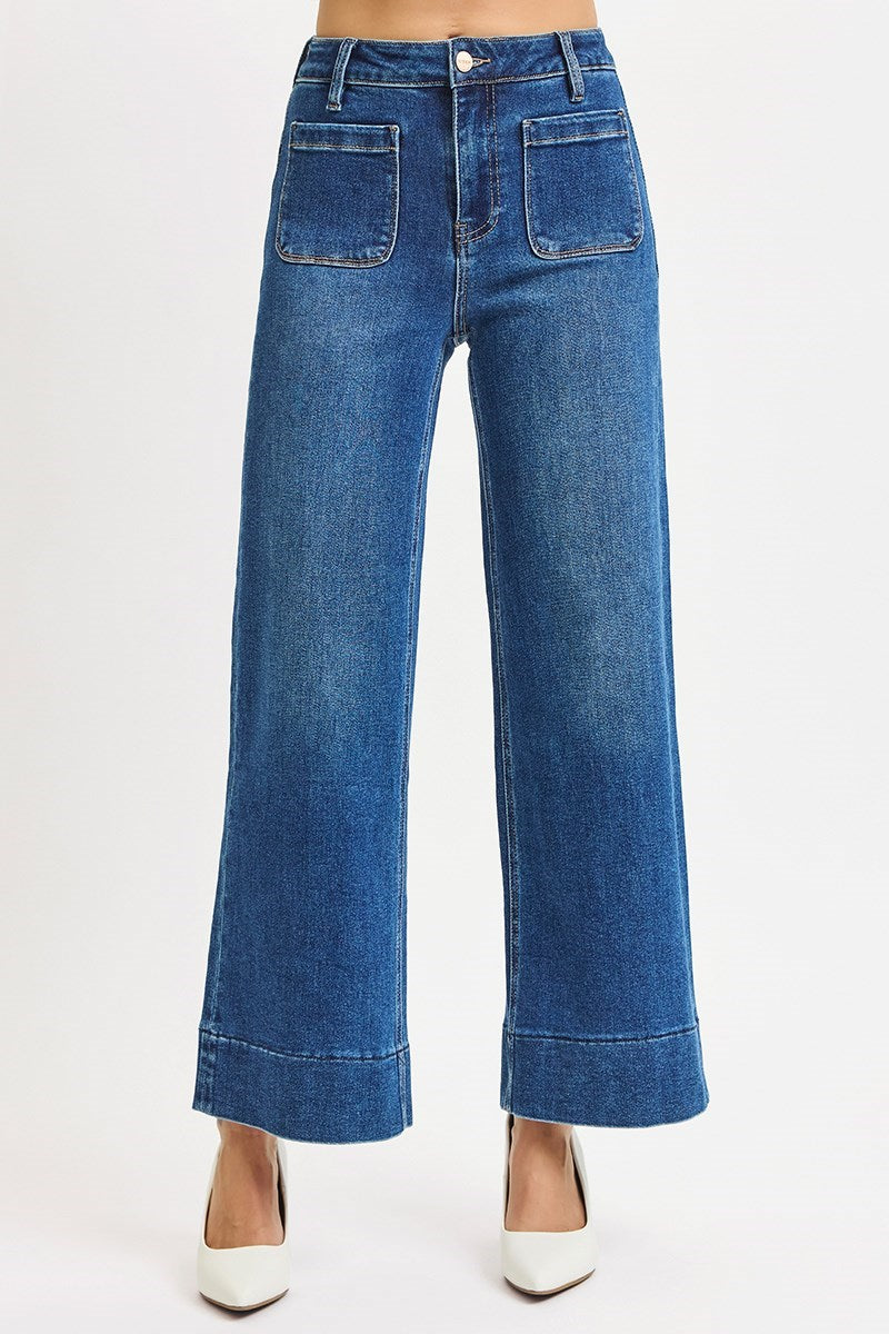 Saga High Rise Ankle Cropped Wide Leg
