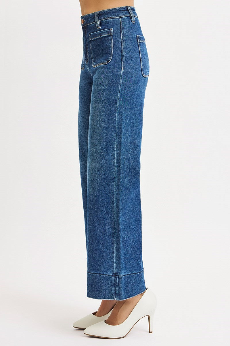 Saga High Rise Ankle Cropped Wide Leg