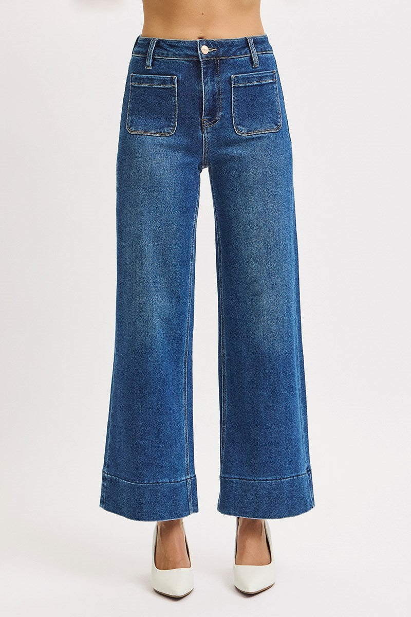 Saga High Rise Ankle Cropped Wide Leg