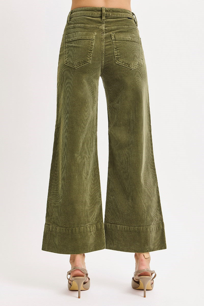 Piper High Rise Wide Fit Crop Corduroy Pants