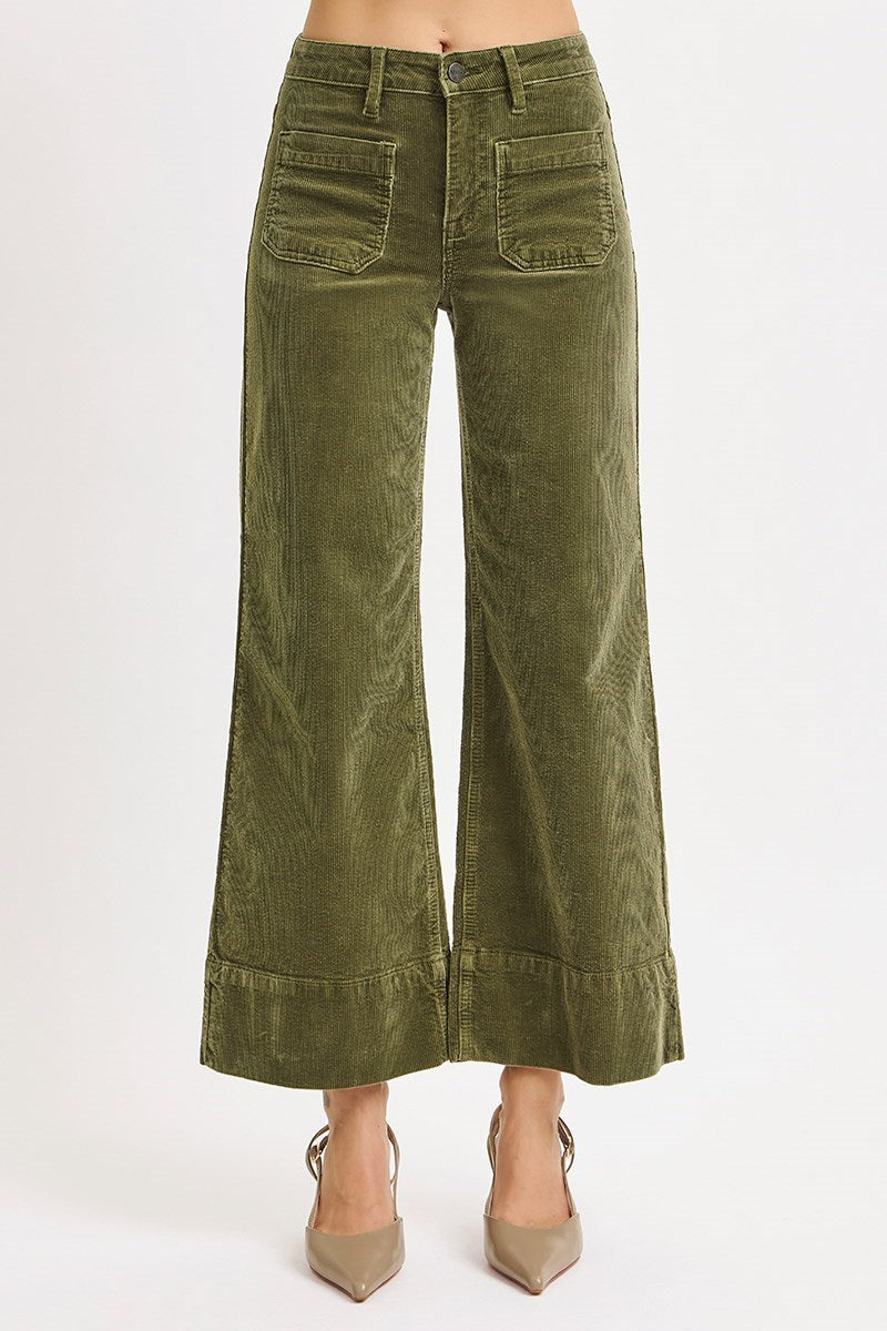 Piper High Rise Wide Fit Crop Corduroy Pants