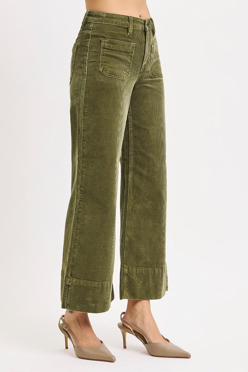 Piper High Rise Wide Fit Crop Corduroy Pants