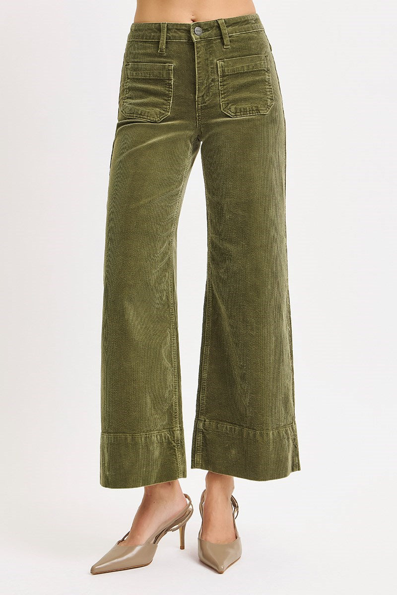 Piper High Rise Wide Fit Crop Corduroy Pants