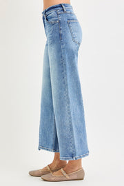 Misbehavin' Mid Rise Angled Seams Ankle Cropped Wide Leg