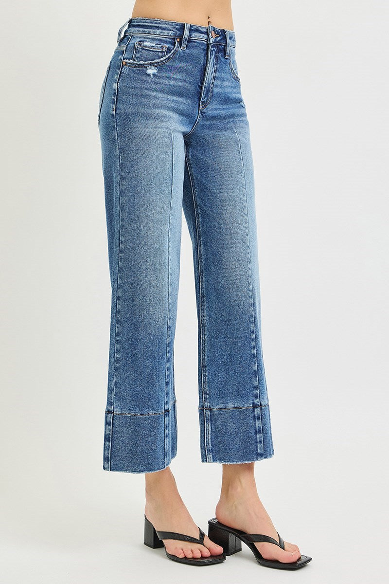 Firestone TC High Rise Front Seamed Ankle Cropped Wide Leg Jeans