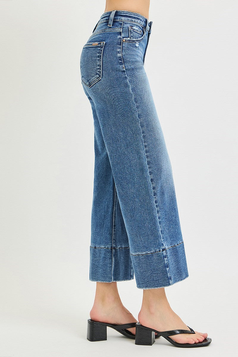 Firestone TC High Rise Front Seamed Ankle Cropped Wide Leg Jeans