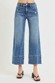 Firestone TC High Rise Front Seamed Ankle Cropped Wide Leg Jeans