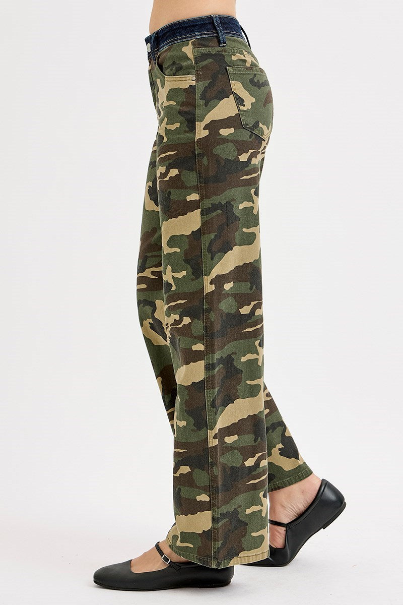 GI Joe Mid Rise Straight Wide Fit Camo Jeans