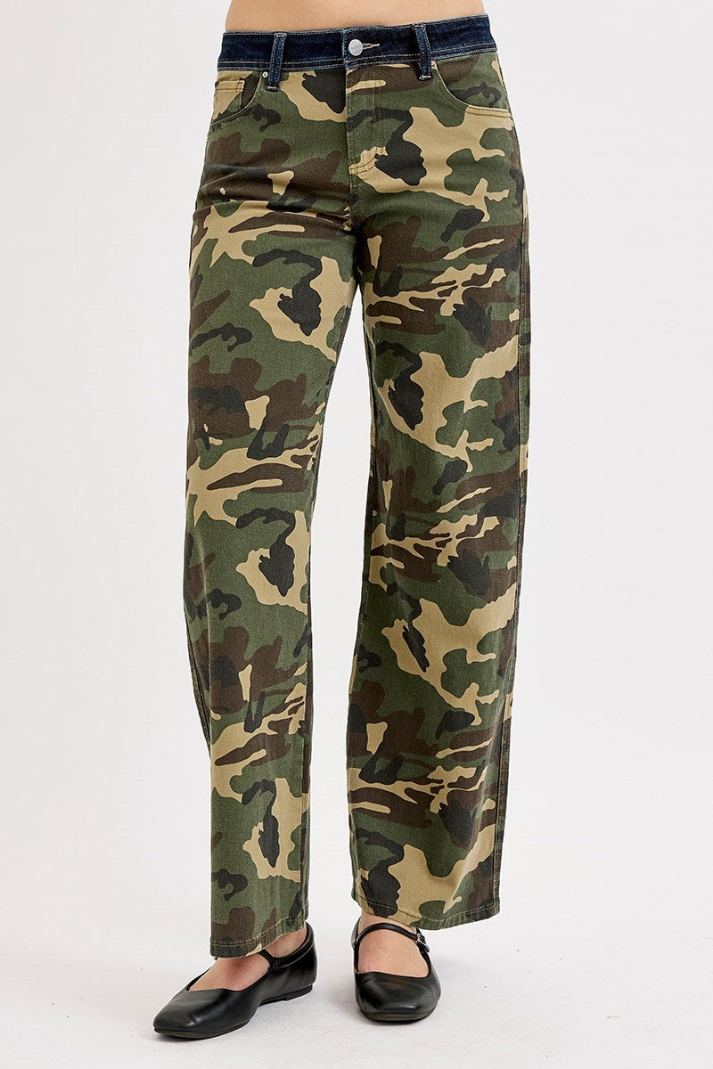 GI Joe Mid Rise Straight Wide Fit Camo Jeans