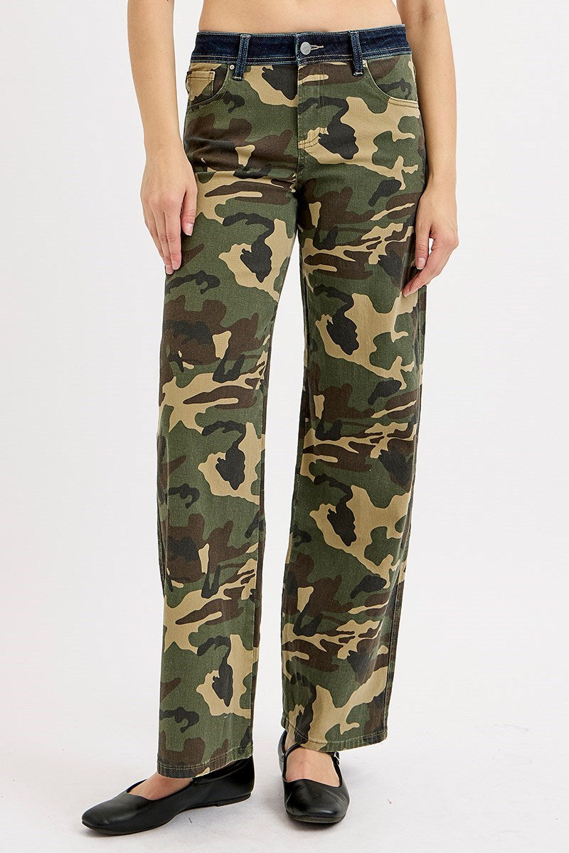 GI Joe Mid Rise Straight Wide Fit Camo Jeans
