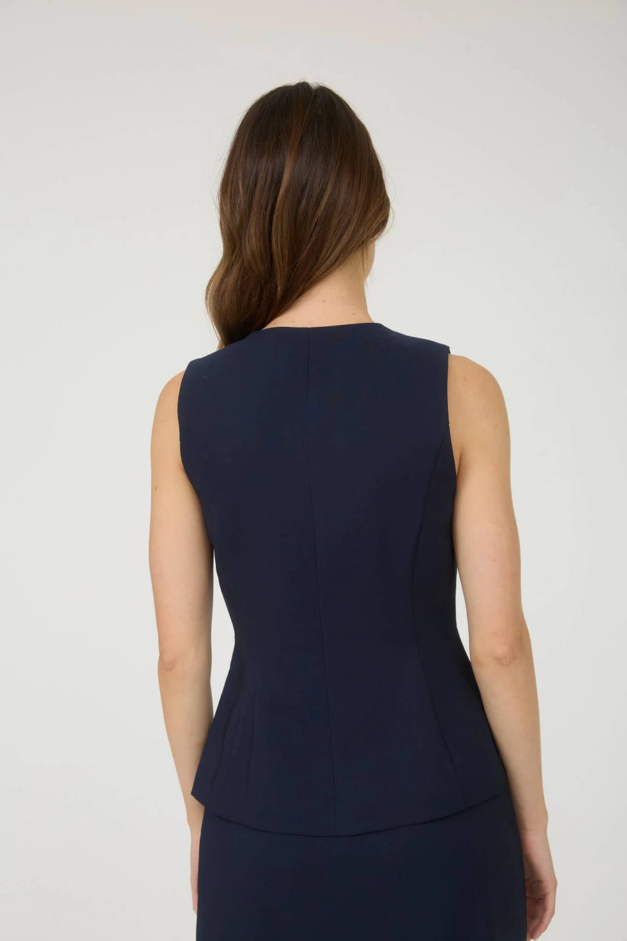 Diana Split Front Long Line Button Vest Top