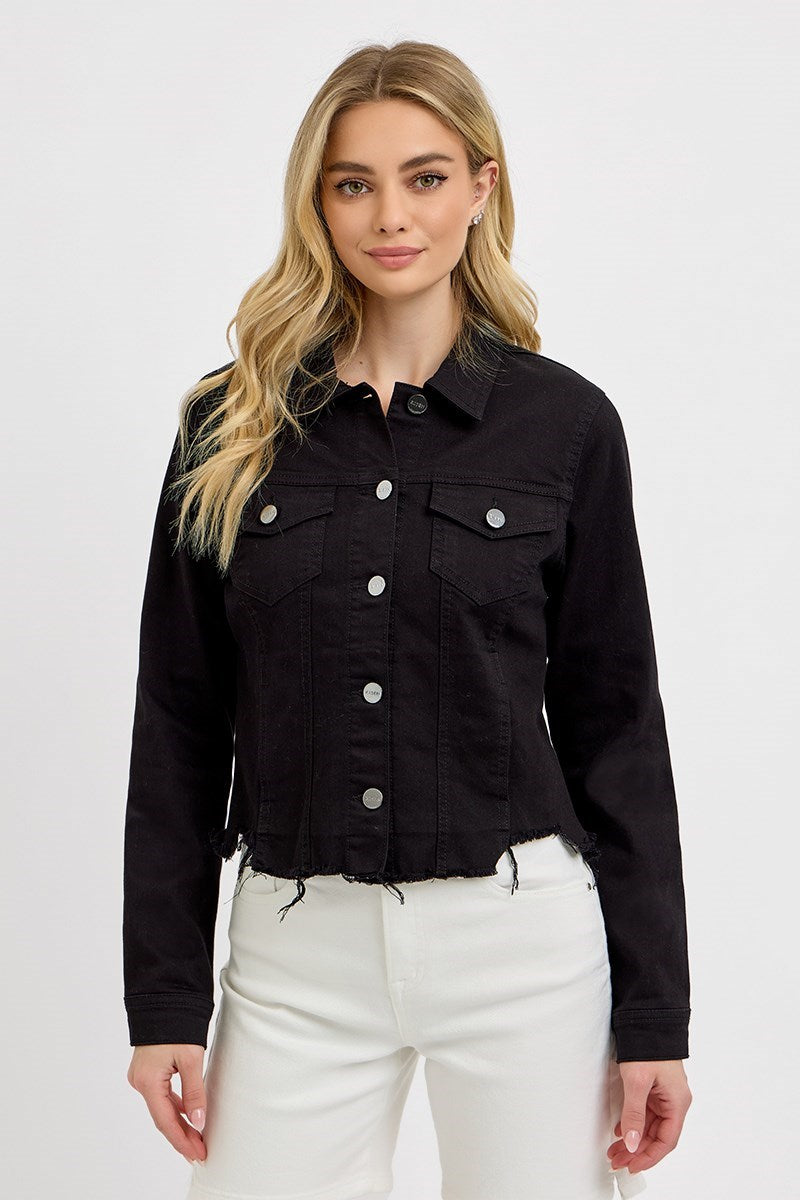 Priest Irregular Fray Hem Denim Jacket