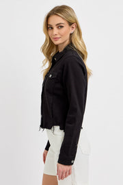Priest Irregular Fray Hem Denim Jacket
