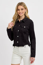 Priest Irregular Fray Hem Denim Jacket