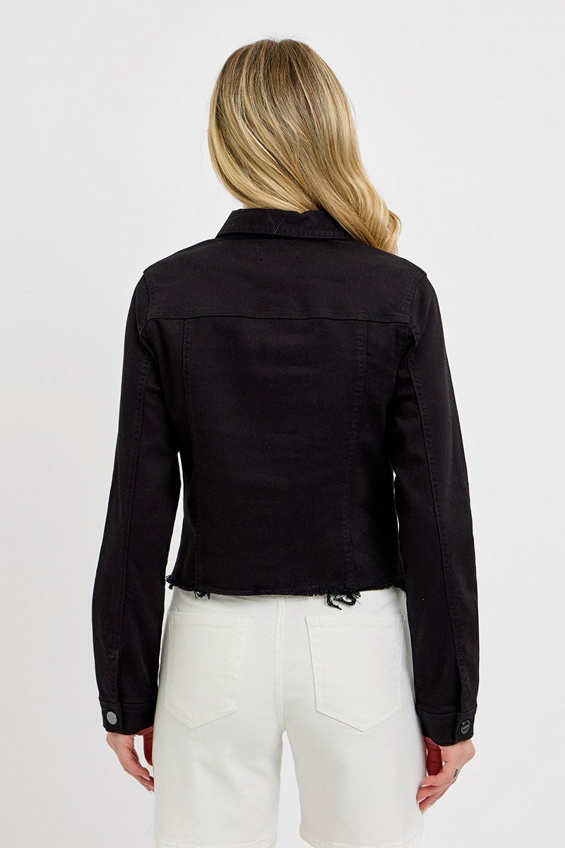 Priest Irregular Fray Hem Denim Jacket