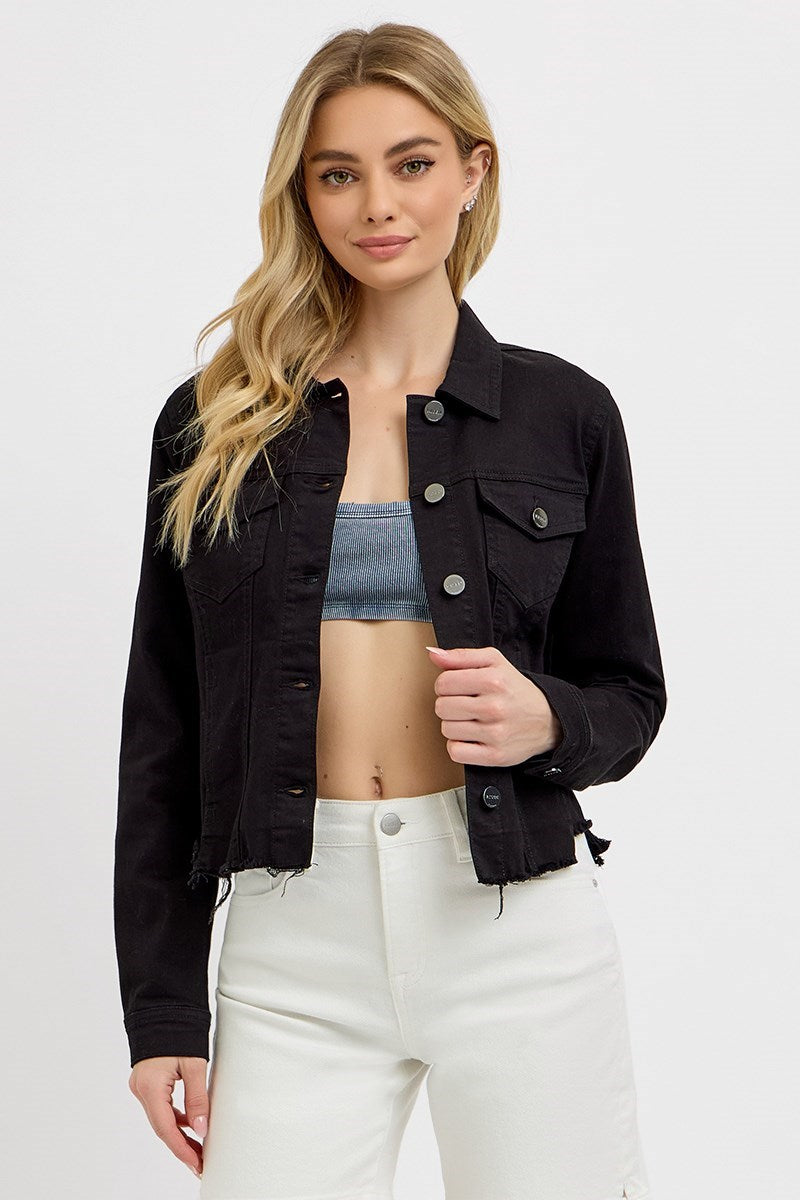 Priest Irregular Fray Hem Denim Jacket