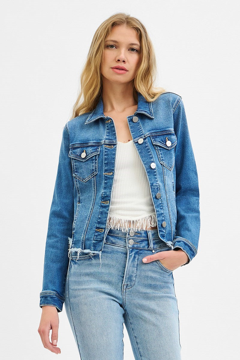 Rambler Irregular Fray Hem Denim Jacket
