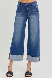 Love Bites TC High Rise Wide Cuffed Ankle Crop Jeans