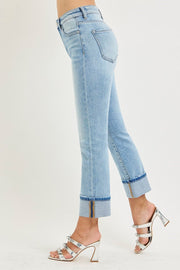 Fancy Free High Rise Straight Leg Ankle Cuffed Jeans