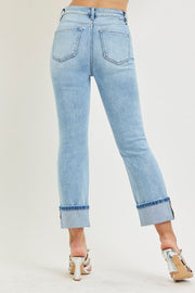 Fancy Free High Rise Straight Leg Ankle Cuffed Jeans