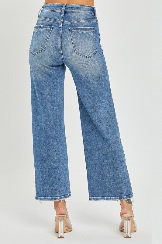 Blaze of Glory High Rise Side Slit Ankle Crop Jeans