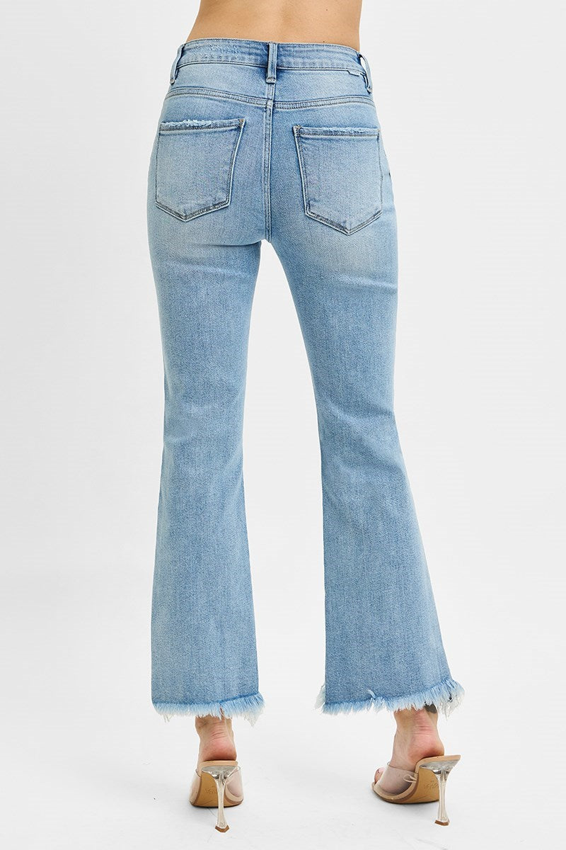 Prowess High Rise Crop Bootcut Fray Hem Jeans