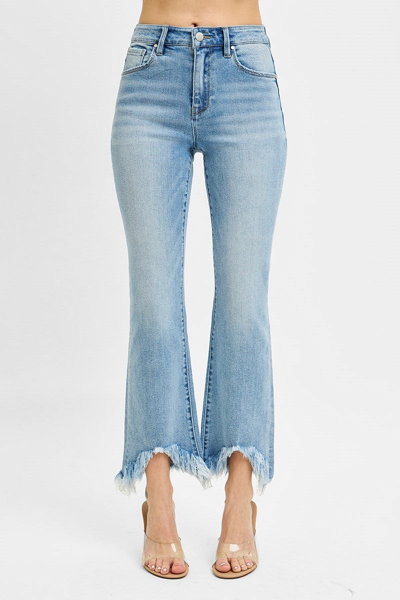 Prowess High Rise Crop Bootcut Fray Hem Jeans