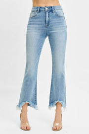 Prowess High Rise Crop Bootcut Fray Hem Jeans