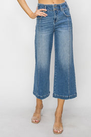 Fender High Rise Front Seam Crop Wide Leg Jeans