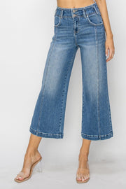 Fender High Rise Front Seam Crop Wide Leg Jeans