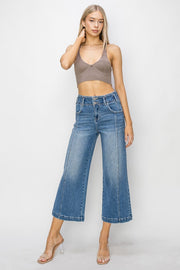 Fender High Rise Front Seam Crop Wide Leg Jeans