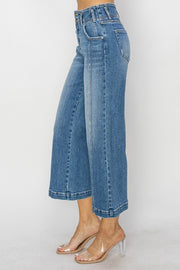 Fender High Rise Front Seam Crop Wide Leg Jeans