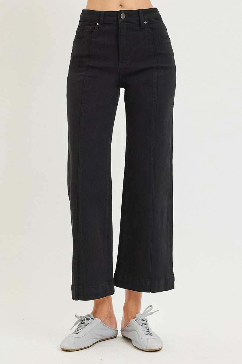 Reckon TC High Rise Front Seam Slim-Wide Crop Jeans