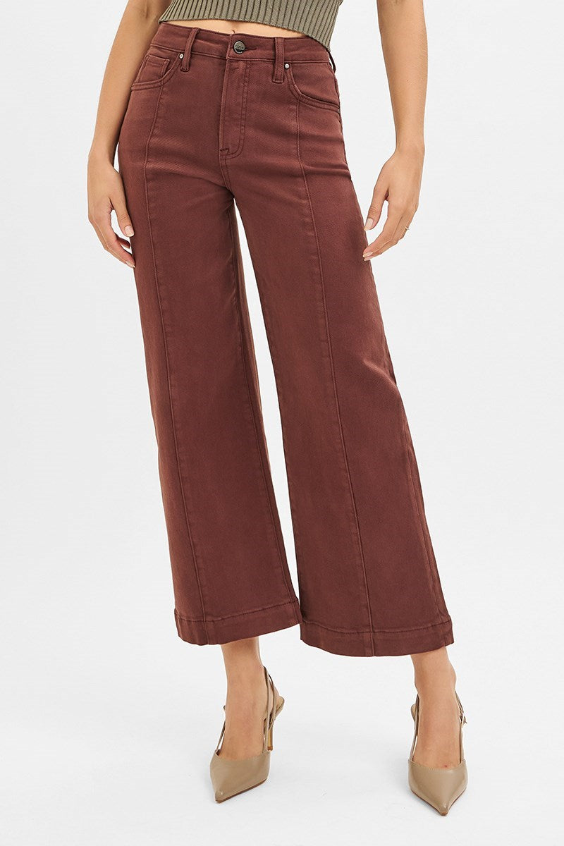 Reckon TC High Rise Front Seam Slim-Wide Crop Jeans