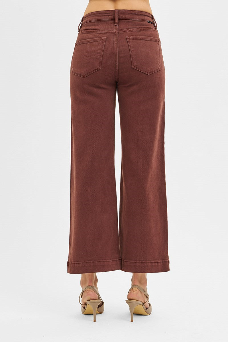 Reckon TC High Rise Front Seam Slim-Wide Crop Jeans
