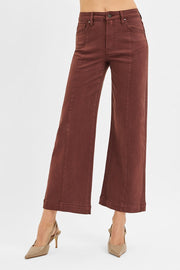Reckon TC High Rise Front Seam Slim-Wide Crop Jeans