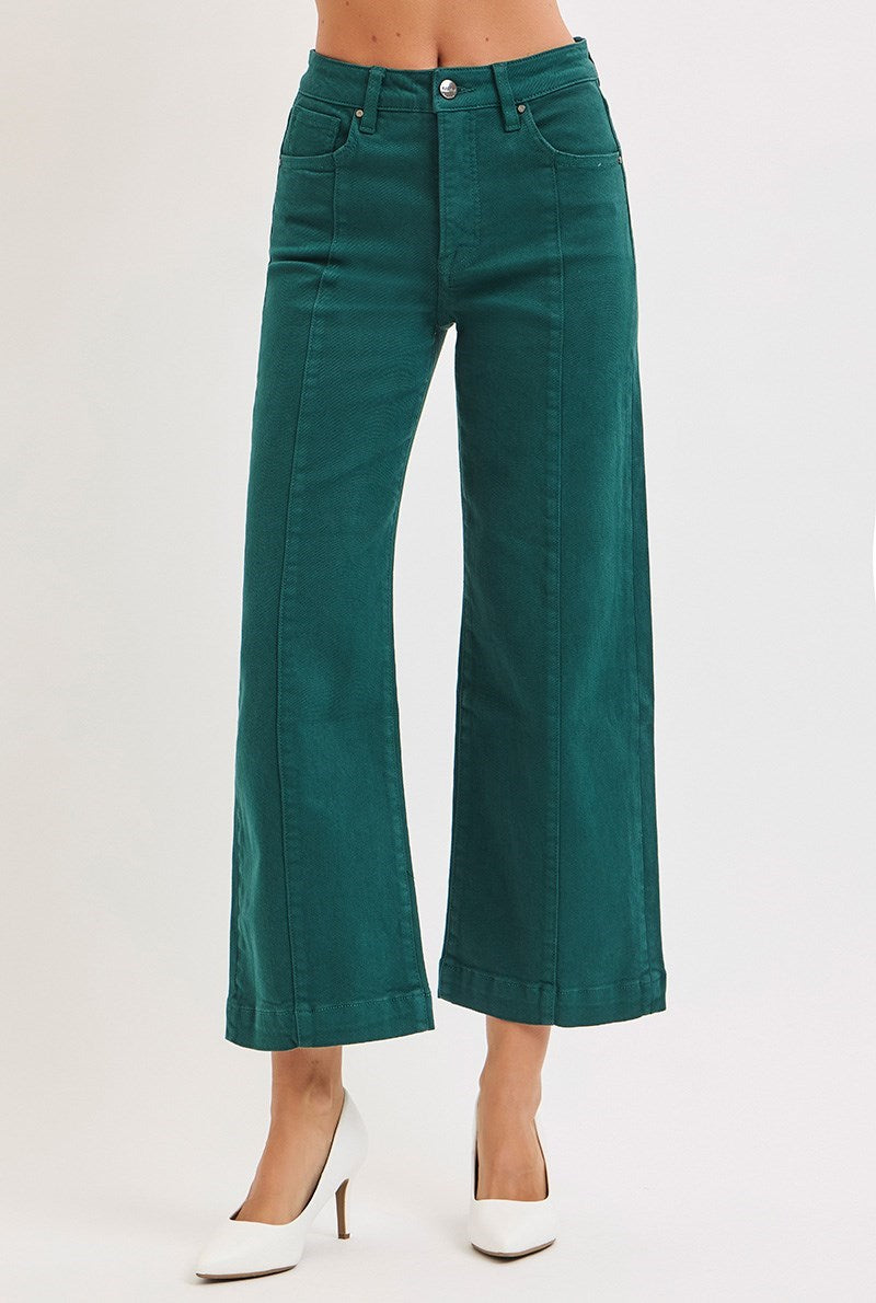 Reckon TC High Rise Front Seam Slim-Wide Crop Jeans