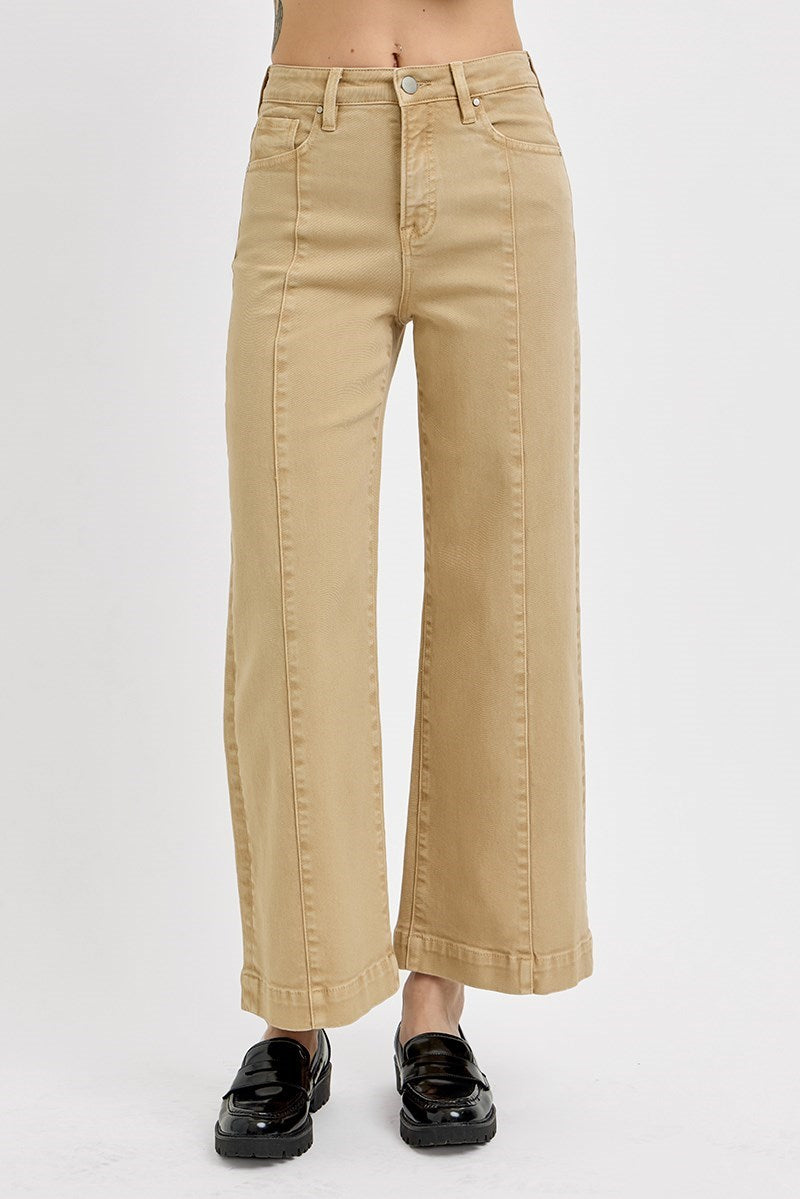Reckon TC High Rise Front Seam Slim-Wide Crop Jeans