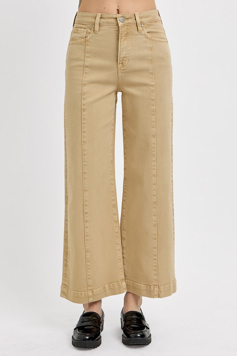 Reckon TC High Rise Front Seam Slim-Wide Crop Jeans