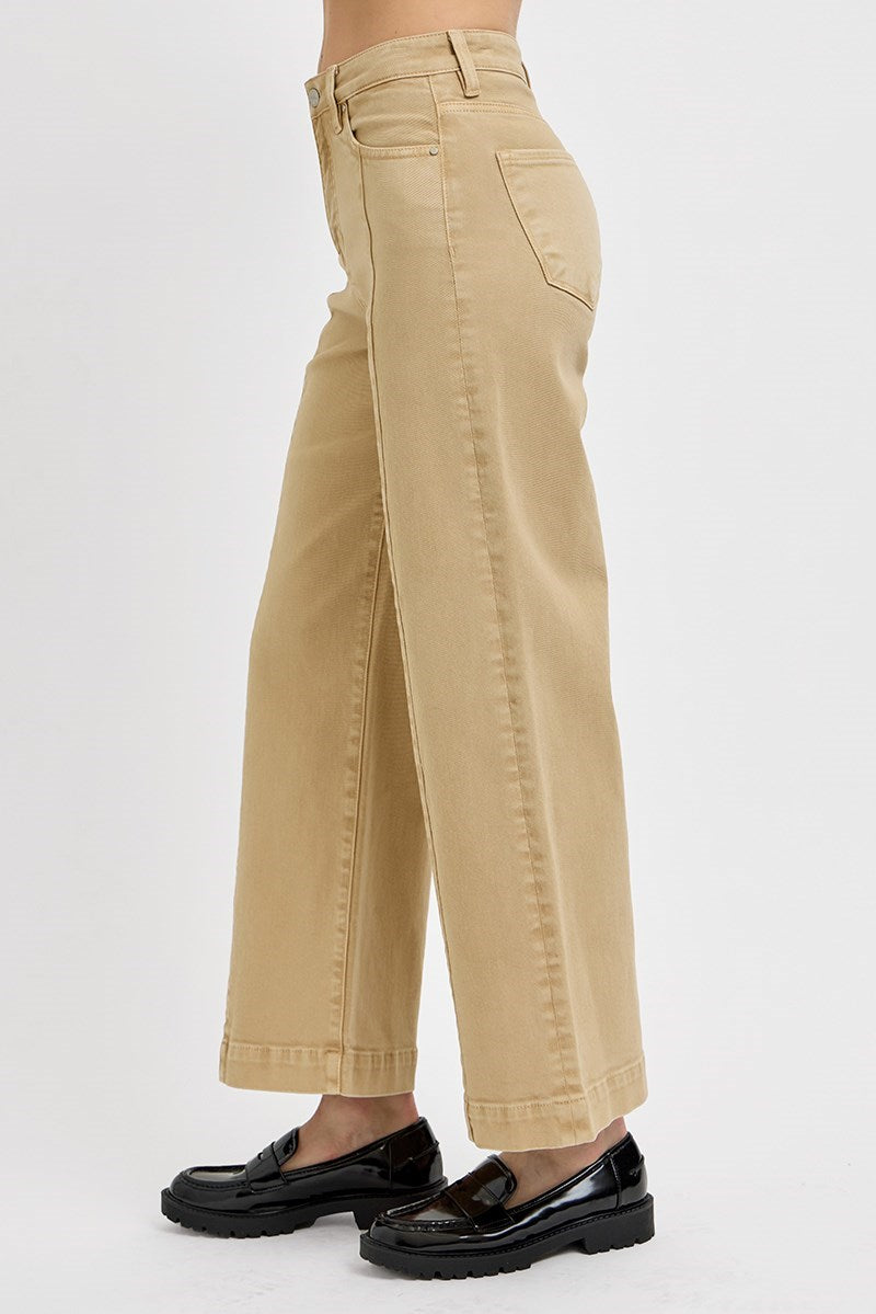 Reckon TC High Rise Front Seam Slim-Wide Crop Jeans