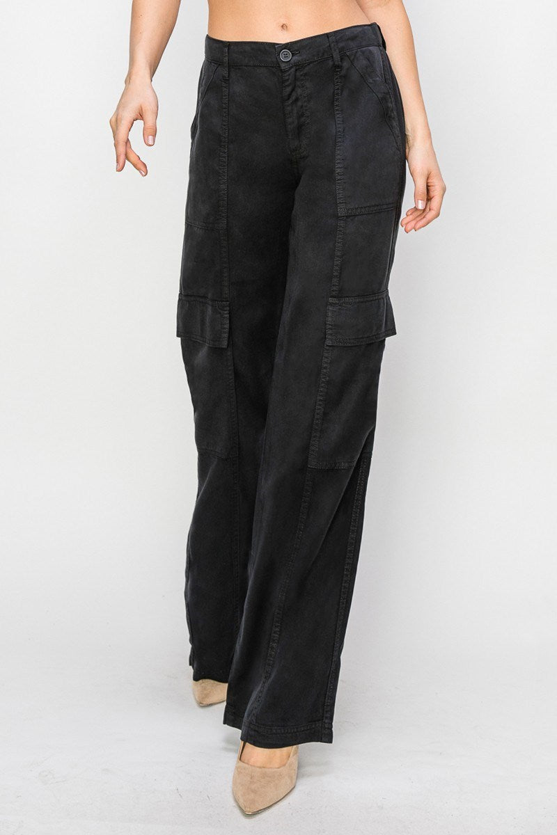 Zara Tencel Wide Leg Cargo Pants