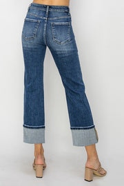 Squire High Rise Ankle Straight-Wide Cuffed Jeans