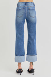 Squire High Rise Ankle Straight-Wide Cuffed Jeans