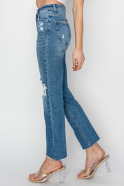 Confession High Rise Distressed Knee Ankle Jeans